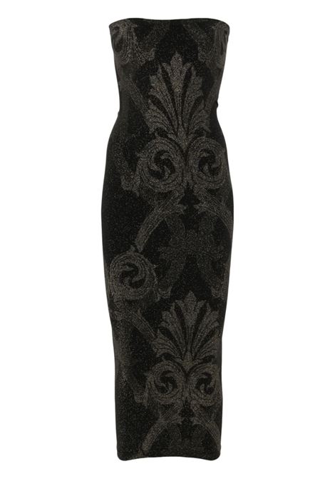 Black and gold baroque-jacquard metallic midi dress Wolford x etro - women WOLFORD X ETRO | 571727125